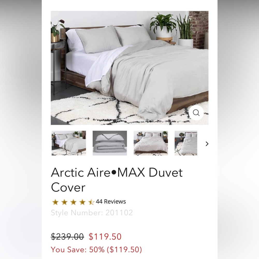 SHEEX Arctic aire max charcoal duvet cover